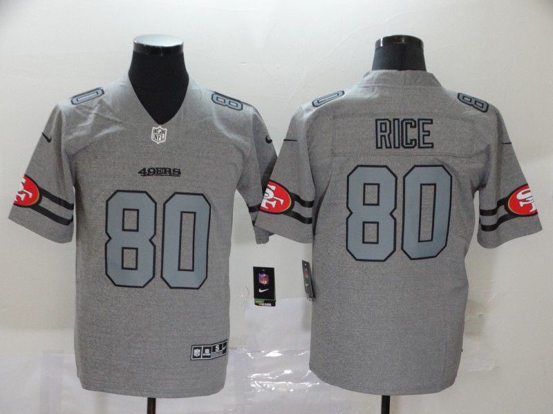 Men San Francisco 49ers #80 Rice Grey Retro Nike NFL Jerseys